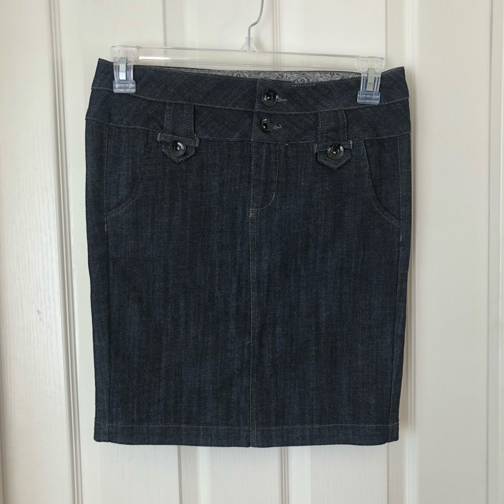 Boom Boom Jeans Denim Pencil Skirt Dark Wash Mediu